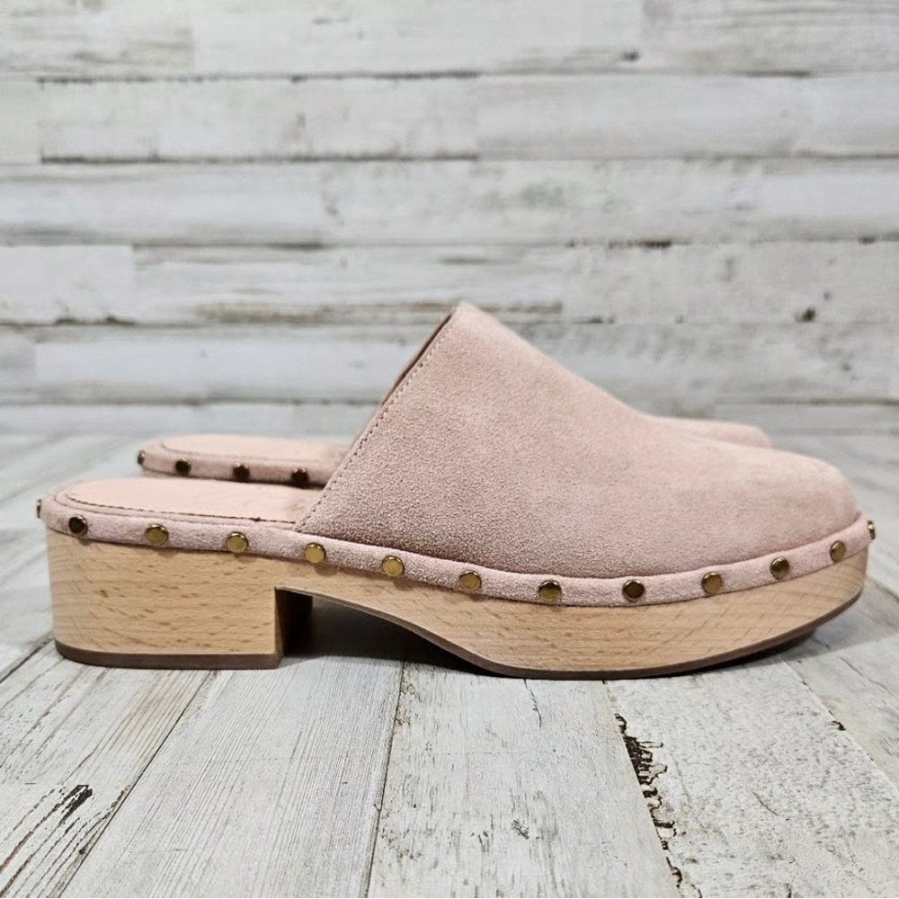 J. Crew Dakota clog in suede blush studded leather women’s size 8.5 preppy